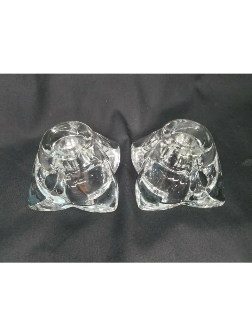 Vintage Pair of  Indiana Glass Co. Tulip Taper Candle Holders Petal Shaped